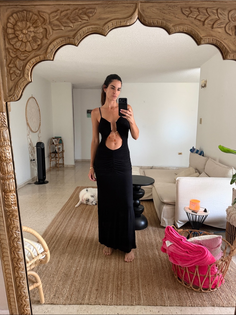 Celandine Black Cutout Maxi Dress with Spaghetti Straps